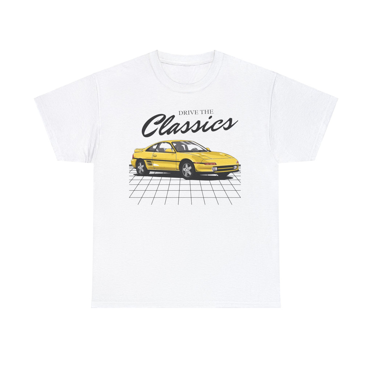 Toyota MR2 MK1 Classic T-Shirt featuring AW11 mid-engine sports car graphic – white cotton shirt for JDM and 80s car enthusiasts