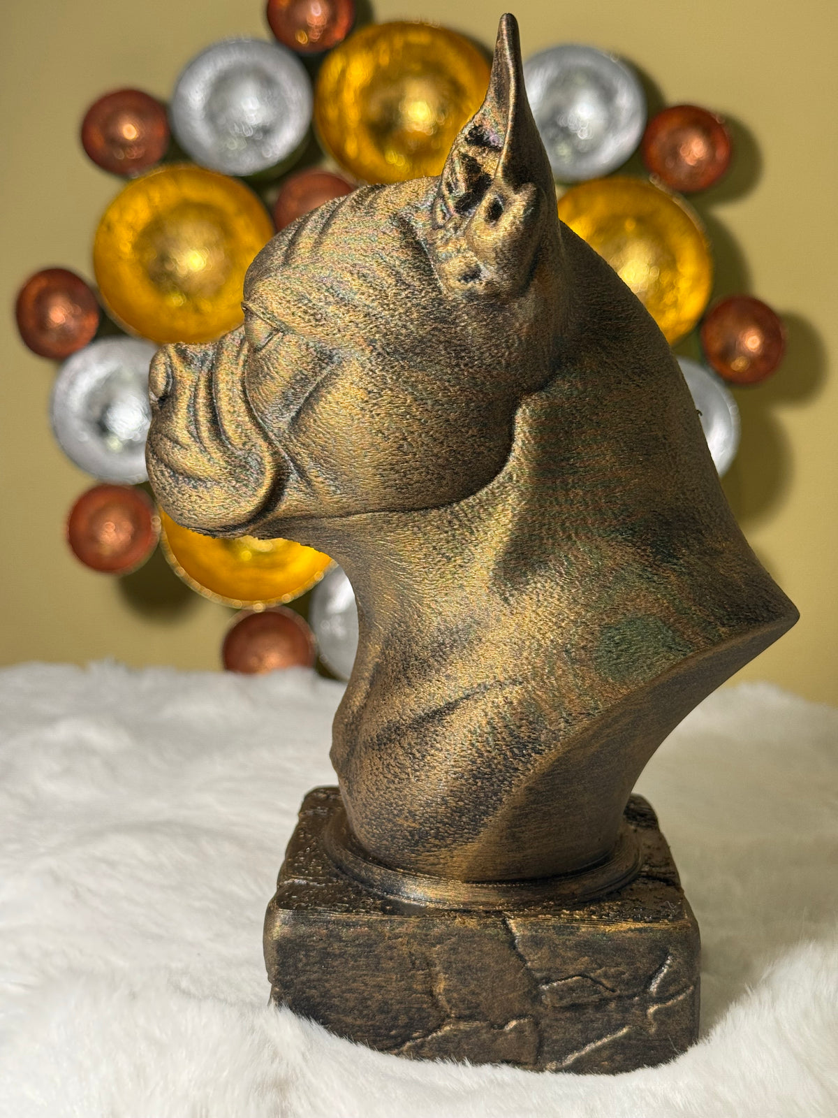 Boston Terrier side view antique style bust – Boston Terrier 3D printed dog statue home decor