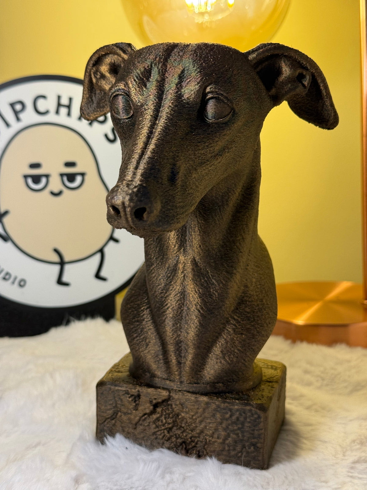 Greyhound antique bust – hand-painted 3D print dog statue collectible decor