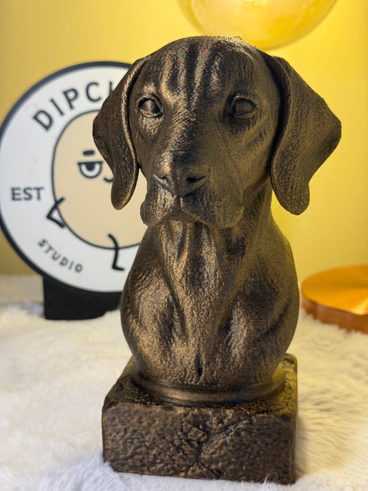 Hungarian Vizsla antique bust – hand-painted 3D print dog statue collectible decor