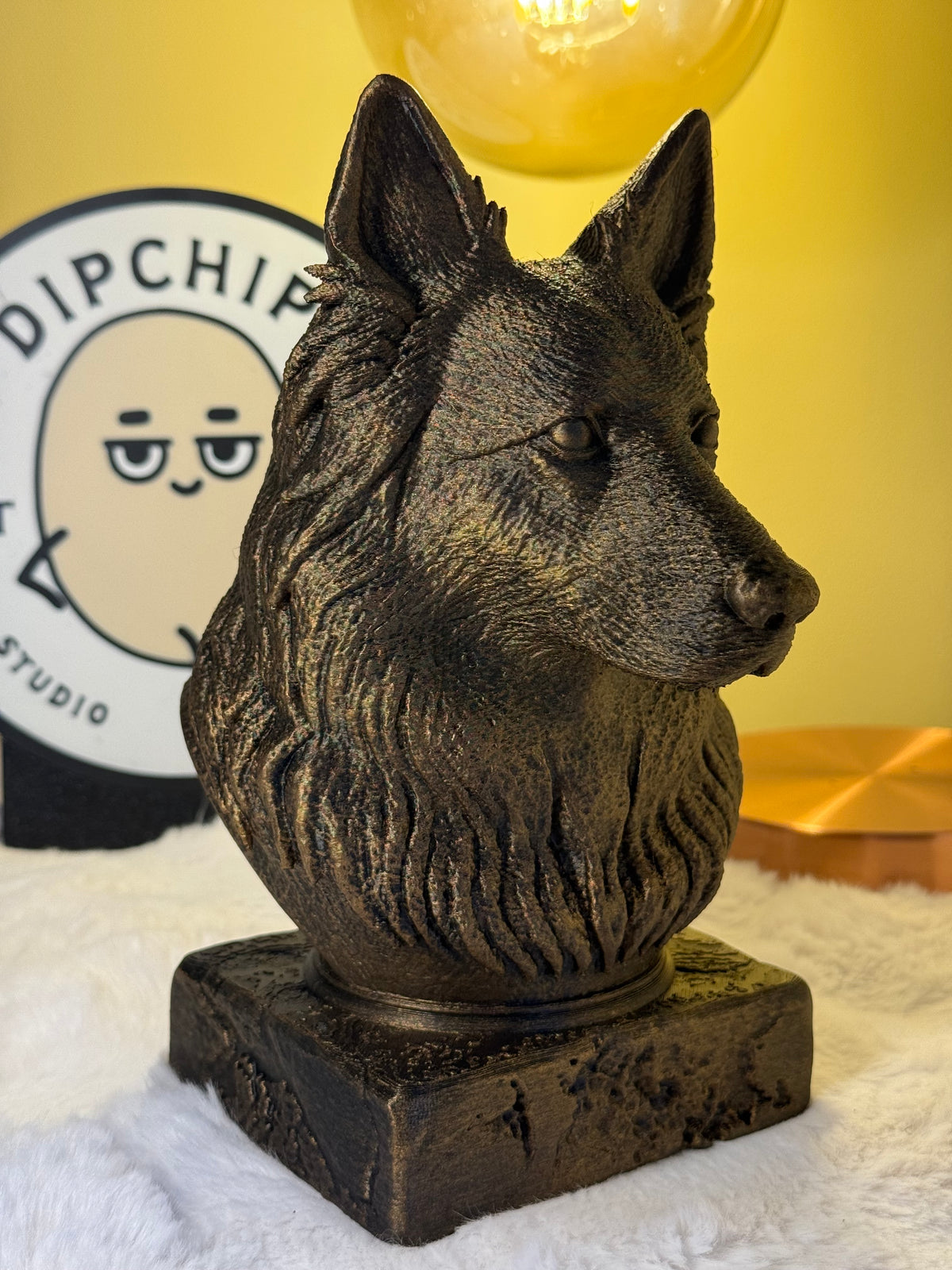 Long Haired German Shepherd Antique Bust